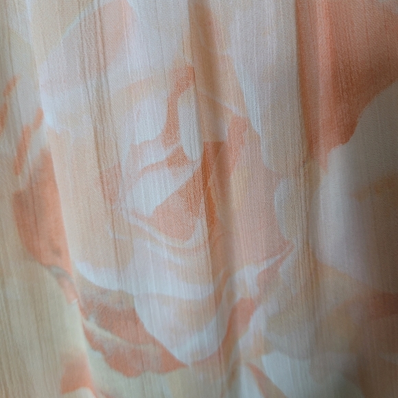 Calvin Klein Peach Floral Chiffon Midi Dress Soft Girl Tie Waist Tiered Size 2 - Picture 6 of 12